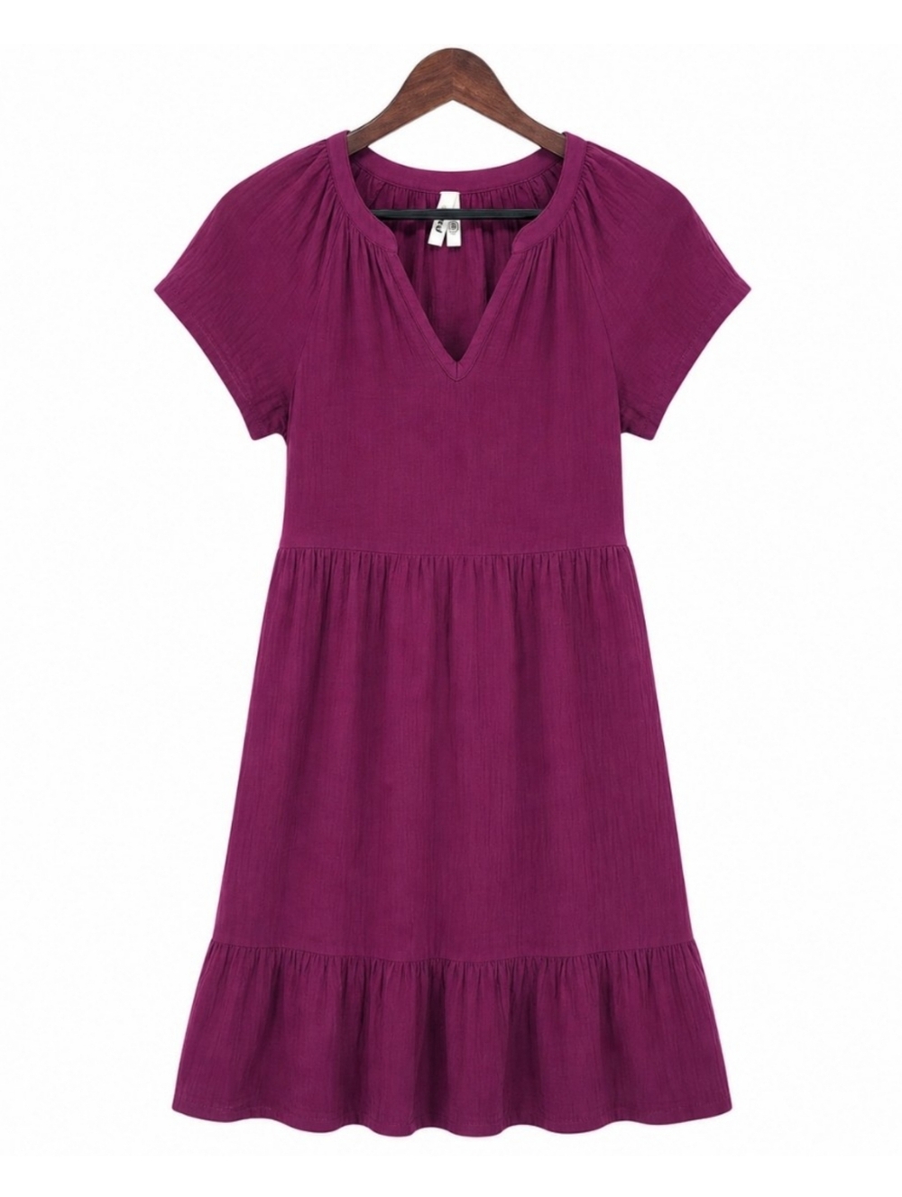 Pact Organic Cotton Coastal Double Gauze Breezy Midi Dress XS Sangria Minimalist - Picture 2 of 16